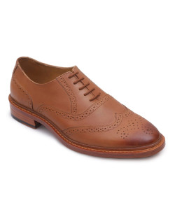 Elegant Tan Genuine Leather Brogue Shoe for Men