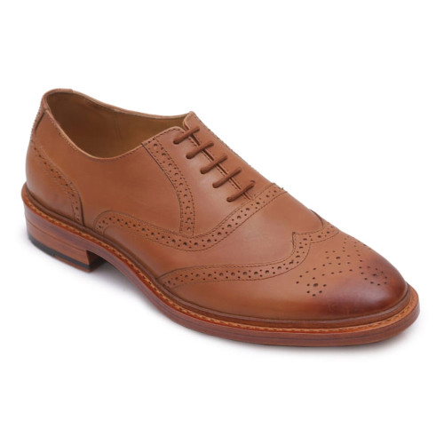 Elegant Tan Genuine Leather Brogue Shoe for Men