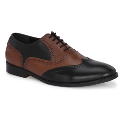 Stylish Touch with Brown Black Leather Mens Brogue Shoe