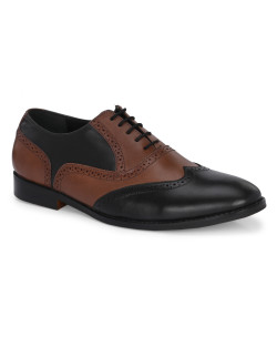 Stylish Touch with Brown Black Leather Mens Brogue Shoe