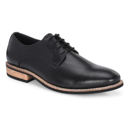 Elegant Black Lace-Up Genuine Leather Derby Shoe