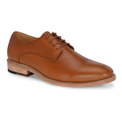 Lace-Up Genuine Leather Derby Shoe in Tan