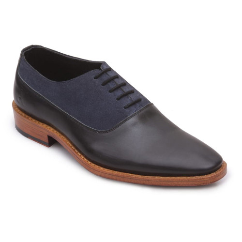 Stylish Lace-Up Black Blue Genuine Leather Derby Shoe