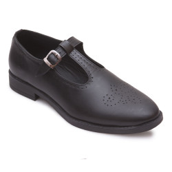 Black Leather Brogue Style Sandal for Men